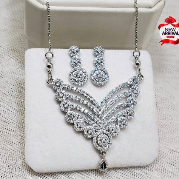 Beautiful Fancy Silver zircon Choker locket set 4 Girl